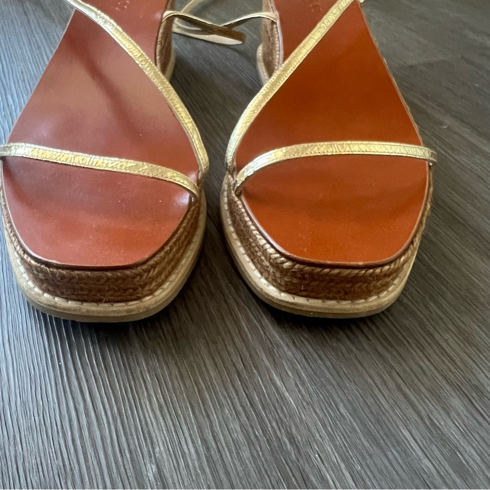 Jimmy Choo Drive 60 Metallic Wedge Espadrille Strappy Sandal Shoe Women's 42 - Picture 7 of 13